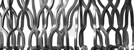 Téléchargez les photos : Wavy Bezier Ton métallique confortable Argent métallisé Image de rendu 3D abstraite, élégante et moderne Image de rendu 3D haute résolution - en image libre de droit