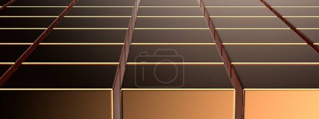 Photo for Horizon of a collection of geometric boxes bronze metallic Elegant and Modern 3D Rendering image backgroundhigh Resolution 3D rendering image - Royalty Free Image