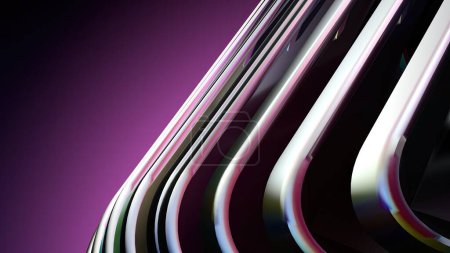 Foto de Elegante y moderno fondo de imagen de renderizado 3D de un tablero biselado ampliado en arco iris púrpura Resolución Imagen de renderizado 3D - Imagen libre de derechos