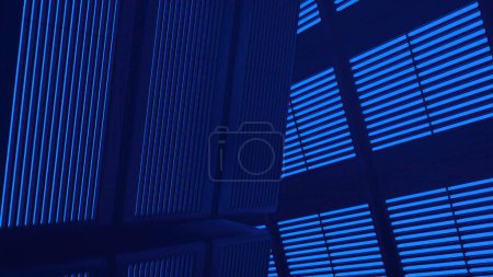 Photo for A background of an Elegant and Modern 3D Rendering image in blue and black LED building gap electric bulletin boardhigh Resolution 3D rendering image - Royalty Free Image