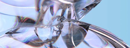 Photo for Crystal organic clear glass, water-like Elegant Modern 3D Rendering abstract backgroundhigh Resolution 3D rendering image - Royalty Free Image
