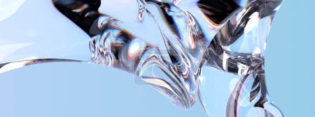 Crystal's refreshing and beautiful glass, water-like elegant and modern 3D Rendering abstract backgroundhigh Resolution 3D rendering image