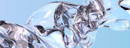 Photo for Crystal clear refreshing glass, water-like elegant and modern 3D Rendering abstract backgroundhigh Resolution 3D rendering image - Royalty Free Image