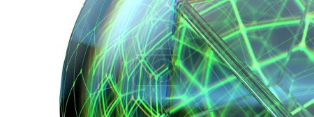 Téléchargez les photos : Maille lumineuse verte LED à l'intérieur de la sphère Cristal frais et mystérieux isolé Élégant et moderne rendu 3D fond abstrait haute résolution image de rendu 3D - en image libre de droit