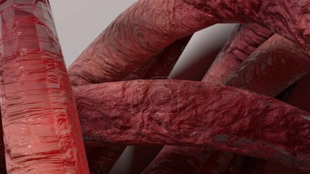 Téléchargez les photos : Fond abstrait de rose organique Image de rendu 3D de nombreux monstres organiques tentacules bouquets séduisants Illustration 3D de haute qualité - en image libre de droit