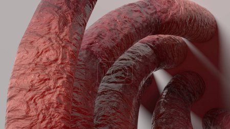 Téléchargez les photos : Tentacules de monstres biologiques Séduisante grappe biologique Rose Image de rendu 3D Fond abstrait Illustration 3D de haute qualité - en image libre de droit