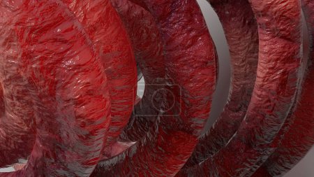 Téléchargez les photos : Tentacules de monstres biologiques De nombreuses grappes biologiques Rose Image de rendu 3D Fond abstrait Illustration 3D de haute qualité - en image libre de droit