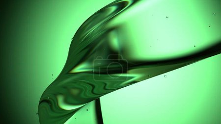 Téléchargez les photos : Vert verre frais belle réfraction et réflexion élégant moderne rendu 3D abstrait fond Illustration 3D de haute qualité - en image libre de droit