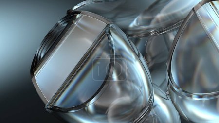 Glass object Fresh, lush refraction and reflection Beautiful Elegant and Modern 3D Rendering abstract background High quality 3d illustration