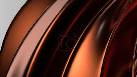 Foto de Belleza moderna expresada con placa de metal de cobre Curvas de Bezier Fondo abstracto de representación 3D elegante y moderno Ilustración 3D de alta calidad - Imagen libre de derechos