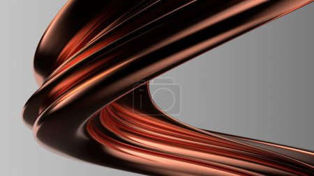 Téléchargez les photos : Plaque de cuivre métal Contemporain courbe bezier art de luxe élégant moderne 3D rendu fond abstrait Illustration 3D de haute qualité - en image libre de droit