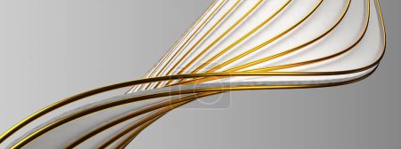 Foto de Banda ondulada de borde de oro blanco Lujo elegante Elegante Moderno 3D Renderizado fondo abstracto Ilustración 3d de alta calidad - Imagen libre de derechos