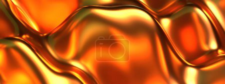 Foto de Cortina delgada del metal del oro Pintura contemporánea líquida Elegante Renderizado 3D moderno Fondo abstracto Ilustración 3d de alta calidad - Imagen libre de derechos