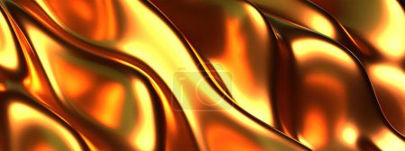 Foto de Oro metal pura cortina ondeando superficie impresionista Elegante moderno 3D renderizado fondo abstracto Alta calidad 3d ilustración - Imagen libre de derechos