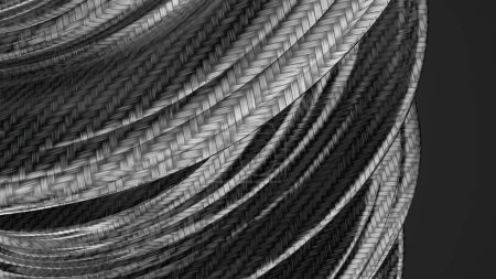 Téléchargez les photos : Rideau en carbone ondulé noir Unified Chic élégant moderne rendu 3D abstrait fond Illustration 3D de haute qualité - en image libre de droit
