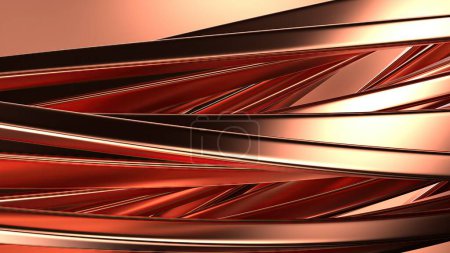 Téléchargez les photos : Copper Wavy Metal Doux Rideau Contemporain Bezier Curve Luxe Artistique Elégant Moderne 3D Rendu Abstrait Fond Illustration 3D de haute qualité - en image libre de droit
