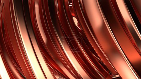Foto de Cortina suave del metal ondulado de cobre Moderna Curva artística del bisier de lujo Elegante representación 3D moderna Fondo abstracto Ilustración 3d de alta calidad - Imagen libre de derechos