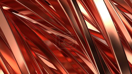 Cuivre ondulé métal doux rideau moderne artistique courbes délicates élégant rendu 3D moderne fond abstrait Illustration 3D de haute qualité