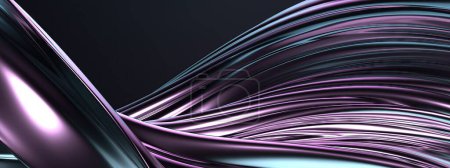 Reflexión ondulada rosa y azul de la placa de metal Curvas modernas del bisier Fondo abstracto de la representación 3D moderna en elegante ilustración 3d de alta calidad