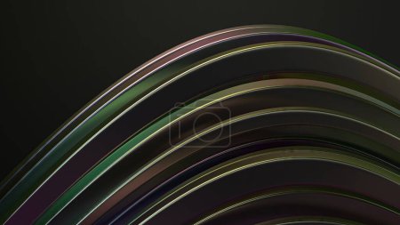 Cromo arco iris reflectante ondulado metal biselado columna suave curva delicado Bezier curva lujo elegante moderno 3D renderizado fondo abstracto alta calidad 3d ilustración