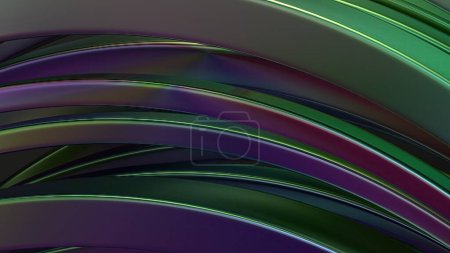 Chrome Rainbow Reflective Wavy Metal Beveled Column Gentle Curve Luxury Elegant Modern 3D Rendering Abstract Background with Delicate Bezier Curves High quality 3d illustration