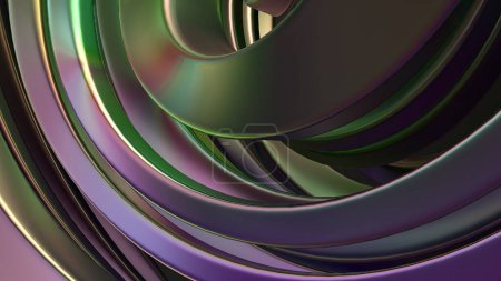 Chrome Rainbow Reflective Wavy Metal Beveled Column Gentle Curve Bezier Curve Contemporary Bejeweled Luxury Art Elegant and Modern 3D Rendering Abstract Background. High quality 3d illustration