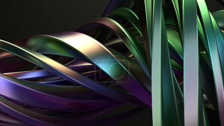 Chrome Rainbow Reflective Wavy Metal Beveled Column Gentle Curve Bezier Curve Luxury Modern Art Elegant Modern 3D Rendering Abstract Background High quality 3d illustration