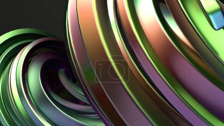 Chrome Rainbow Reflective Wavy Metal Beveled Column Gentle Curve Bezier Curve Contemporary Elegant Modern 3D Rendering Abstract Background High quality 3d illustration