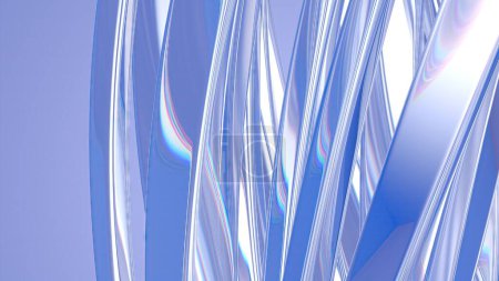 Téléchargez les photos : Clair verre courbe ondulé réfraction torsadée et réflexions luxuriante belle élégant moderne rendu 3D abstrait fond haute qualité illustration 3d - en image libre de droit