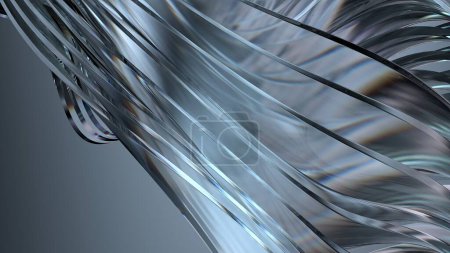 Dunkle Atmosphäre Klares Glas Brechung und Reflexion Moderne künstlerische Bezier-Kurve Elegant und modern 3D Rendering Abstrakter Hintergrund Hochwertige 3D-Illustration