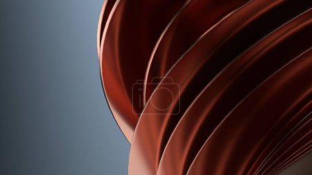 Texture métallique en cuivre rideau ondulé atmosphère sombre unifiée rendu 3D moderne élégant fond abstrait Illustration 3D de haute qualité