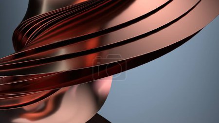 Texture métallique en cuivre ondulé rideau Chic Unifié élégant moderne rendu 3D abstrait fond Illustration 3D de haute qualité