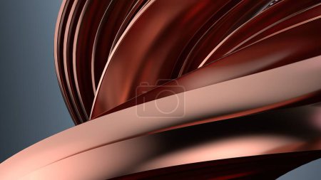 Kupfer Metall Textur Welliger Vorhang Modern Künstlerische Vereint Elegant Modern 3D Rendering Abstrakter Hintergrund Hochwertige 3D-Illustration