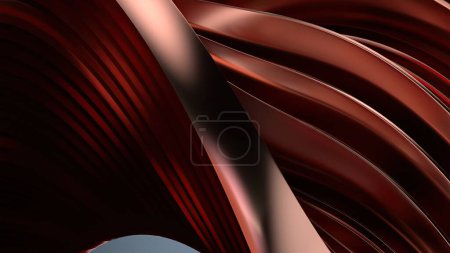 Copper Metal Texture ondulé rideau Bezier Curve Chic élégant moderne rendu 3D abstrait fond Illustration 3D de haute qualité