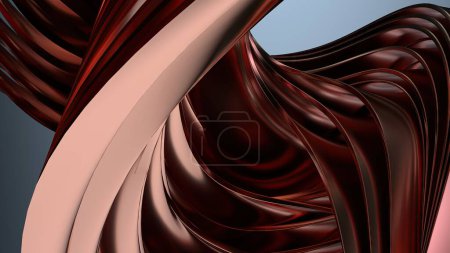 Texture métallique en cuivre rideau ondulé Chic moderne artistique élégant rendu 3D moderne fond abstrait Illustration 3D de haute qualité