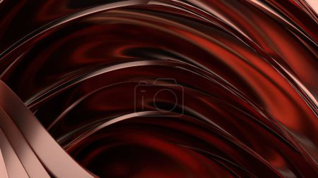 Textura de metal de cobre Cortina ondulada Curva de Bezier de lujo Elegante representación 3D moderna Fondo abstracto Ilustración 3d de alta calidad