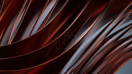 Copper Metal Texture ondulé rideau calme Bezier Curve élégant moderne rendu 3D abstrait fond Illustration 3D de haute qualité