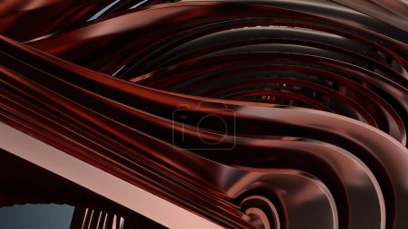 Texture métallique en cuivre Rideaux ondulés Calme Unifié élégant moderne rendu 3D abstrait fond Illustration 3D de haute qualité