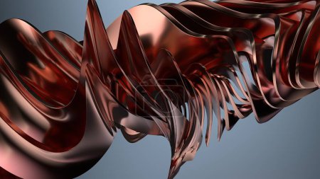 Textura de metal de cobre Cortina ondulada Lujo Ambiente oscuro Elegante Moderno 3D Renderizado Fondo abstracto Ilustración 3d de alta calidad