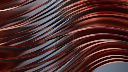 Copper Metal Texture Wavy Curtain Luxury Unified Elegant Modern 3D Rendering Abstract Background High quality 3d illustration