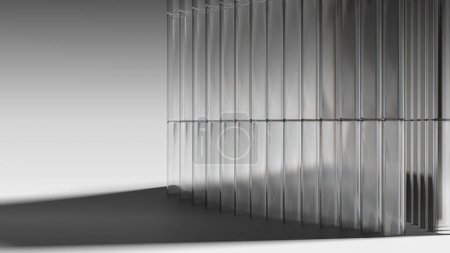 Piso de hormigón con cristal y paredes con elementos de diseño contemporáneo y arquitectura limpia Representación 3D elegante y moderna Fondo abstracto Ilustración 3D de alta calidad