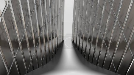 Betonboden mit Kristall und WandnEinfache und saubere Architektur und Gestaltungselemente Elegant und modern 3D Rendering Abstrakter Hintergrund Hochwertige 3D-Illustration
