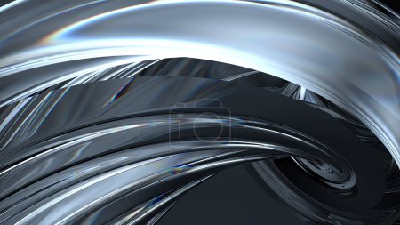 Crystal Calm Bezier Curves Elegant Modern 3D Rendering Abstract Background with Black Background High quality 3d illustration