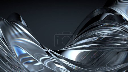 Crystal Unified Bezier Curves Elegant and Modern 3D Rendering Abstract Background with Black Background High quality 3d illustration