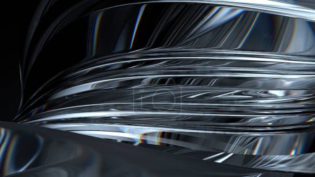 Fond abstrait en rendu 3D moderne avec fond noir et cristal Contemporain Chic Bezier Curve Elégant Illustration 3D de haute qualité