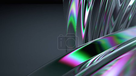 Crystal and Glass Chrome Refraction and Reflection Clear Mystical Elegant Modern 3D Rendering Abstract Background High quality 3d illustration