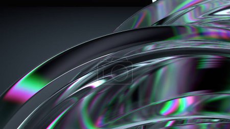 Refracción de cristal y vidrio cromado y reflexivo revelando fresco elegante moderno 3D renderizado fondo abstracto alta calidad 3d ilustración