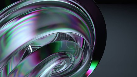Cristal y vidrio Refracción de cromo y reflexión Misterioso Refrescante Elegante Moderno 3D Renderizado Fondo abstracto Ilustración 3D de alta calidad