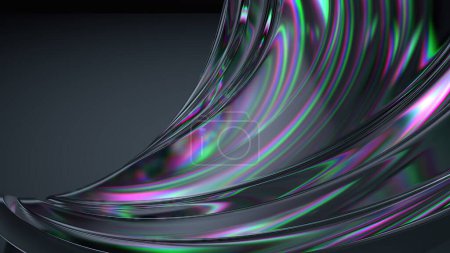 Refracción y reflexión de cristal y vidrio cromado Clear Beautiful Elegant Modern 3D Rendering Abstract Background Ilustración 3D de alta calidad