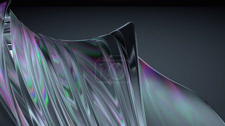 Kristall und Glas Chrom Brechung und Reflexion Organisch Transparent Elegant Modern 3D Rendering Abstrakter Hintergrund Hochwertige 3D-Illustration